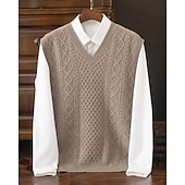 preiswerte Wollpullover für Herren-Herren Pullunder Kleid Pullover Pullover Weste Strickpullover Gerippt Stricken Normale Oberteile Gestrickt Einfach V Ausschnitt Mode Streetwear Geschäft Urlaub Bekleidung Ärmellos Herbst Winter