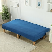 abordables Couverture du canapé Futon-Housse de canapé-lit extensible en tissu imprimé, disponible en 3 tailles différentes, housse de canapé sans accoudoirs, housse de banc élastique, protection décorative pour le Nouvel An, décoration