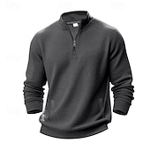 billiga Basic sweatshirts-Herr Tröja Kvartströja med dragkedja Svart Ljusgrå Halv dragkedja Slät Ledigt Dagligen Sport &amp; Utomhus Streetwear Grundläggande Höst Vinter Kläder Pull Tröjor Långärmad