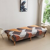 abordables Couverture du canapé Futon-Housse de canapé-lit extensible en tissu imprimé, disponible en 3 tailles différentes, housse de canapé sans accoudoirs, housse de banc élastique, protection décorative pour le Nouvel An, décoration