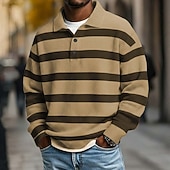  Homens Tiras Horizontais Camisas Polo Waffle Pólo Rúgbi Camisas Polo de Rugby Manga Longa Camisas polo Lapela Roupa de Esporte Casual Escola Roupa Esportiva Roupa Diária Impressão 3D Primavera Outono