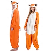 ieftine Costum de animal-Pijamale Kigurumi Costum de grup Costumul Onesie Animal vulpe rosie Cald Confortabil Capișon Lână  Adulți Bărbați Pentru femei Unisex Halloween Carnaval Petrecere Performanță homewear Îmbrăcați-vă