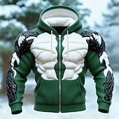 economico Pattern 3D-Per uomo Muscolo Illusione ottica Felpa con Cappuccio Giacca di pelle Felpa Vichingo 3D Fantasia Stampa su tutta la superficie Manica Lunga Con cerniera Abbigliamento casual alla moda Vacanza Uscire