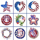 olcso USA 250.-250 Év Amerikai Függetlenség Napi Otthoni Ajtó Dekorációk Piros Kék és Fehér Koszorúk Ünnepi Parti Függetlenség Napi Koszorúk