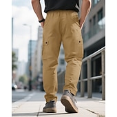 economico Pantaloni cargo-Per uomo Pantaloni Cargo Pantaloni Coulisse Elastico in vita Multi-tasche Tinta unica Antivento Comodità Quotidiano All'aperto Ferie Streetwear Elegante Nero Verde militare