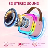 cheap Speakers-Wireless Microphone and Speaker Set Includes A Dynamic Microphone USB-charging Karaoke Machine Portable Handheld Karaoke System Great Valentine's Day Gift for Lover