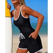 cheap One Pieces Rash Guards-Women's Floral Print Swimsuit One Pieces High Waisted Ruched Swimsuit Solid Colored Elastic Sleeveless Swimwear Surfing Snorkeling Swimming Summer
