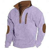  Herre T skjorte Vaffelstrikket T-skjorte T-skjorte Langermet skjorte Langermet Høyhalset Quarter Zip Vår & Vinter Høst vinter Fargeblokk Mote Designer Grunnleggende Lapper Glidelås Avslappet