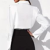 economico Bluse Semplici-camicetta a maniche lunghe da donna elegante colletto abbottonato elegante top da lavoro quotidiano estate primavera autunno disponibile in blu nero bianco