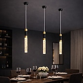 preiswerte Zylinderdesign-LED-Pendelleuchte, dimmbar, 34 cm, Kristall, moderne Kücheninsel-Leuchte, verstellbare Pendelleuchte für Kücheninsel, schwarz-goldener LED-Kronleuchter für Esszimmer, Schlafzimmer, Mini-Pendelstrahler