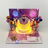  kartki urodzinowe fajerwerki wyskakujące ciasto dmuchane światło i muzyka kartka urodzinowa prezenty dla kobiet mężczyzn mamy dzieci