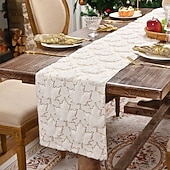 Χαμηλού Κόστους Τραβέρσες (Ράνερ)-Τραπεζομάντιλο ζακάρ για την ημέρα του Αγίου Πατρικίου, χρυσό σχέδιο με φθινοπωρινά φύλλα, πράσινο με χρυσό περίγραμμα, ορθογώνιο τραπεζομάντιλο για το σπίτι &amp;διακόσμηση ξενοδοχείου.