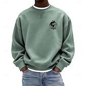 economico Felpe 3D da uomo-Per uomo Grafico Lupo Felpa Manica Lunga Felpe Girocollo Classico Athleisure Quotidiano Casa Autunno Inverno Blu Nero Verde Abbigliamento progettista Stampa Grafica S M L XL 2XL 3XL