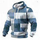 billige Geometrisk mønster-Herre Geometrisk Hettegenser med pullover Genser Mote Fritid Langermet Crew-hals Hjem utendørs Gateklær Blå Gul Brun Snorer Høst Vinter Designer S M L XL XXL XXXL