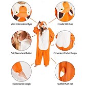 ieftine Costum de animal-Pijamale Kigurumi Costum de grup Costumul Onesie Animal vulpe rosie Cald Confortabil Capișon Lână  Adulți Bărbați Pentru femei Unisex Halloween Carnaval Petrecere Performanță homewear Îmbrăcați-vă