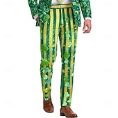  St. Patrickin päivän miesten nelilehtiset apilat raidalliset housut puku housut keskitason vintage retro katumuoti loma kapea malli taskuilla kesä kevät 3D-tulostus vihreä 1 vihreä