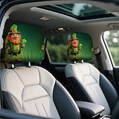 baratos Capas de Sofa-2 capas de encosto de cabeça para carro com trevo verde | compatíveis com todos os veículos, pretas &amp;Adesivo para carro com estampa de trevo verde, design plano 2D, poliéster, fácil instalação -