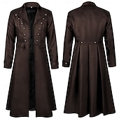 cheap Outerwear-Retro Vintage Punk &amp; Gothic Medieval Coat Tuxedo Tailcoat Long Sleeves Ebenezer Scrooge Vampire Knight Ritter Fancy Dress Men's Steampunk Halloween Performance LARP Ren Faire Adults Coat