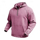 Недорогие мужские базовые толстовки-Муж. Толстовка Толстовка с капюшоном и пуловером Толстовка с капюшоном на молнии Синий Абрикосовый Розовый Военно-зеленный Темно синий Капюшон Полотняное плетение Пэчворк Карман кенгуру