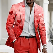 Χαμηλού Κόστους Ανδρικά εκτυπωμένα σακάκια-Ημέρα του Αγίου Βαλεντίνου Ανδρικά Καρδιά Μπουφάν μπλέιζερ Παλτό Άνετο Καθημερινά Αναπνέει Καλλιτεχνικό Καθημερινό Καθημερινά Βραδινό Ρούχα για Πάρτυ Φεστιβάλ 3D εκτύπωση Κουμπιά Πολλαπλή τσέπη