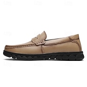 baratos Mocassins casuais-Mocassins masculinos leves e fáceis de calçar, em couro sintético respirável – calçado prático para uso casual, no escritório e no dia a dia.