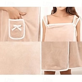 お買い得  浴室用ガジェット-プラスサイズの女性用ウェアラブルシャワースカート、厚手のコーラルフリースバスラップローブ、大人の女性用吸水性ウェアラブルタオルスカート、家庭用入浴シャワースパ用