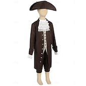 levne oblečení-250. výročí USA Rokoko Barroco Úbory Dlouhé rukávy George Washington Koloniální Revoluční válka Maškarní kostým Chlapecké Karneval Den nezávislosti 4. července Dětské Kabát Kalhoty Límeček