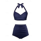 economico Surfing Tankinis &amp; Bikinis-Per donna Costume da bagno Bikini a vita alta con volant 2 pezzi Tropicale Senza schiena Protezione UV Alta elasticità Senza Maniche Costume da Bagno Surf Immersione Snorkeling Estate