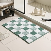 رخيصةأون حصيرة حمام-سجادة حمام ماصة للرطوبة، سريعة الجفاف، مانعة للانزلاق، سميكة، بتصميم مربعات، مناسبة لمدخل الحمام أو الدش