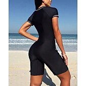 preiswerte One Pieces Rash Guards-Damen Anti UV Shirt Badeanzug Einteilige Patchwork Reißverschluss UV Schutz Hohe Elastizität Ärmellos Bademode Surfen Tauchen Schnorcheln Sommer