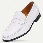 Χαμηλού Κόστους Δερμάτινα Loafers Premium-Ανδρικά λευκά δερμάτινα μοκασίνια – δερμάτινα παπούτσια υψηλής ποιότητας με απλή κομψότητα για casual και επίσημες περιστάσεις