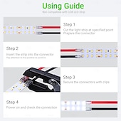 economico Accessori LED-6 connettori per strisce LED per strisce LED SMD da 15 mm, 20 mm, 25 mm e 30 mm di larghezza, connettori trasparenti senza saldatura a 2 pin per strisce LED SMD a doppia fila, tripla fila, 2835 e