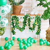  2 штуки, всего 10 метров, металлическая гирлянда ко Дню Святого Патрика - узор из клевера и трилистника, зеленая и золотая, металлизированная, подходит для ирландской вечеринки и украшения дома.