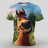  Hombre Animal Caballo Gracioso Camiseta Manga Corta Camiseta Impresión 3D Cuello Barco Camisa Exagerado Design Fiesta Festivos Azul 2# Azul 1# Verano Primavera Ropa S M L XL XXL XXXL