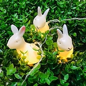 tanie Taśmy świetlne LED-Wielkanocny łańcuch świetlny z bajkowym króliczkiem, 1,5 m, 10 diod LED, zasilany bateriami, do domu, sypialni, balkonu, ogrodu, na święta i imprezy