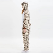 cheap Animal Costume-Kigurumi Pajamas Group Costume Onesie Costume Animal Leopard Warm Comfy Hooded Fleece Kid's Adults' Men's Women's Boys' Halloween Carnival Party Performance Homewear Dress Up