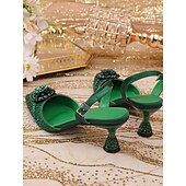abordables Chaussures de femme-Escarpins à bride arrière verts à strass pour femmes, chaussures habillées élégantes à bout pointu pour la Saint-Patrick