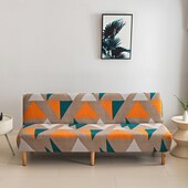 abordables Couverture du canapé Futon-Housse de canapé-lit extensible en tissu imprimé, disponible en 3 tailles différentes, housse de canapé sans accoudoirs, housse de banc élastique, protection décorative pour le Nouvel An, décoration