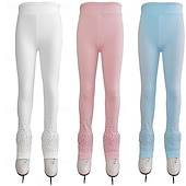 abordables Pantalones y Leggings de Patinaje Artístico-Figure Skating Pants Women's Girls' Ice Skating Bottoms Black Stretchy Training Competition Skating Wear Thermal Warm Crystal / Rhinestone Ice Skating Figure Skating