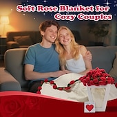 levne Deky a přehozy-Valentýnská gradientní deka s kyticí konvalinek, ručně vyráběný přehoz s umělými květinami, deka na spaní, uměle tkaný přehoz, perfektní dárek pro blízké