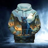 levne Zvířecí potisk-Pánské Zvíře Kapuce Mikina 3D Fantazie Dlouhý rukáv Tričkový Streetwear Klub Dar Vodní modrá Světle modrá Šňůrky Podzim Zima Návrhář S M L XL XXL XXXL