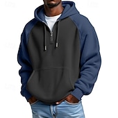 voordelige basic hoodies voor heren-Voor heren Trui met capuchon Wafel Hoodies Stoppen Hoodie met kwartrits Zwart Leger Groen Rood Marineblauw Bruin Capuchon Kleurenblok Lapwerk Zak Casual Dagelijks Sport &amp; Outdoor Streetwear