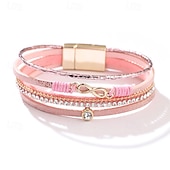 economico Braccialetti e bracciali rigidi-Con perline Classico Triangolo Moda Pelle Gioielli braccialetto Nero / Rosa / Borgogna Per Quotidiano Ferie Data
