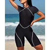 preiswerte One Pieces Rash Guards-Damen Anti UV Shirt Badeanzug Einteilige Patchwork Reißverschluss UV Schutz Hohe Elastizität Ärmellos Bademode Surfen Tauchen Schnorcheln Sommer