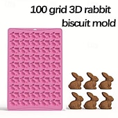 levne velikonoční-Forma na pečení velikonočních zajíčků se 100 otvory, nepřilnavá forma na pečení s velikonoční tematikou a číselnými tvary, kompatibilní s fondánem a polevou, opakovaně použitelná pro tematické večírky
