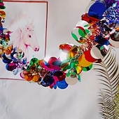 billige Baderomsgadgeter-glittergirlander med skinnende paljetter – festlige båndslynger til festdekorasjon, bryllup, bursdag, høytid og juletredekor, glitrende hengende girlander til hjemmet &amp;styling av arrangementer