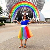 voordelige Regenboog Alles-Onderrok Tutu Onder rok Retro vintage Jaren '80 Volwassenen Dames Maskerade Mardi Gras Schoolfeest Feestavondkleding Vrijgezellenfeest Aankleden