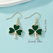 olcso Szent Patrik napja-1 pár Szent Patrik-napi fülbevaló nőknek, divatos, lógós zöld lóhere alakú ír fesztiválékszer, ünnepi ajándék