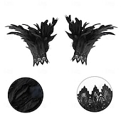 abordables Accesorios-Carnaval 2026 Accesorios de Samba del Carnaval de Río Puños de Muñeca de Plumas Negras para Mujeres Puños de Raso de Encaje Disfraz de Actuación Festival Brasil