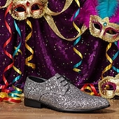economico Scarpe da uomo-Scarpe da festa glitterate viola per uomini di Mardi Gras scarpe eleganti scintillanti con lacci design alla moda con dettagli metallici perfette per Carnevale festival e occasioni speciali